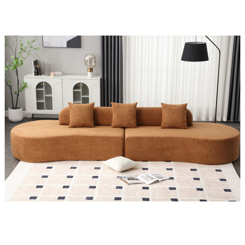 Canapé combiné incurvé moderne avec 3 coussins de 130,5 po Nova, Brun double