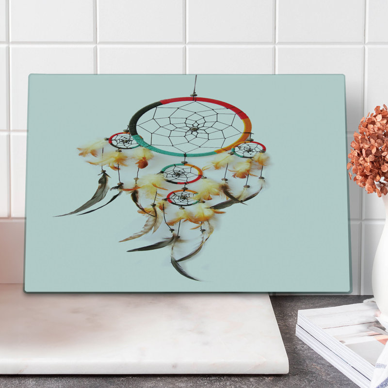 Ambesonne Tribal Cutting Board Large Size Folk Dreamcatcher Pattern Multicolor
