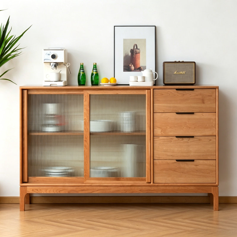 Table de buffet en verre, H 39,37 po x l 62,99 po x P 15,75 po