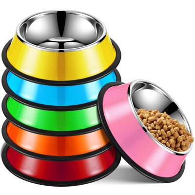 Stainless Steel Dog Bowl Can Stack Water And Food Bowls, Pet Dog Bowl With Anti Slip Silicone Base