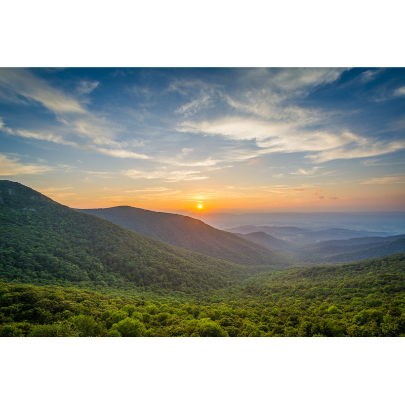 Sunset Over The Shenandoah Valley And The Blue Ridge Mountains From Crescent Rock, In Shenandoah National Park, Virginia - Wrapped Canvas Print