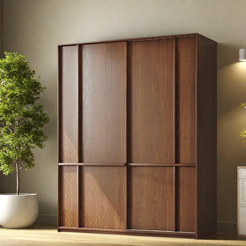 Garde-robe simple à pousser et tirer rétro, H 78,74 po x l 70,87 po x P 23,62 po