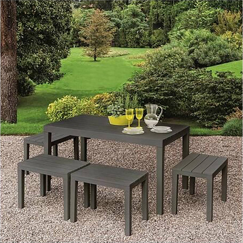 Drago 4 - Person Patio Dining Set Rectangular Table, Anthracite