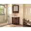 Meuble-lavabo d'angle Bayview traditionnel autoportant de 61 cm (24 pouces) en noyer brun, lavabo simple, dessus en marbre crème, entièrement assemblé, collection Benton-32987914