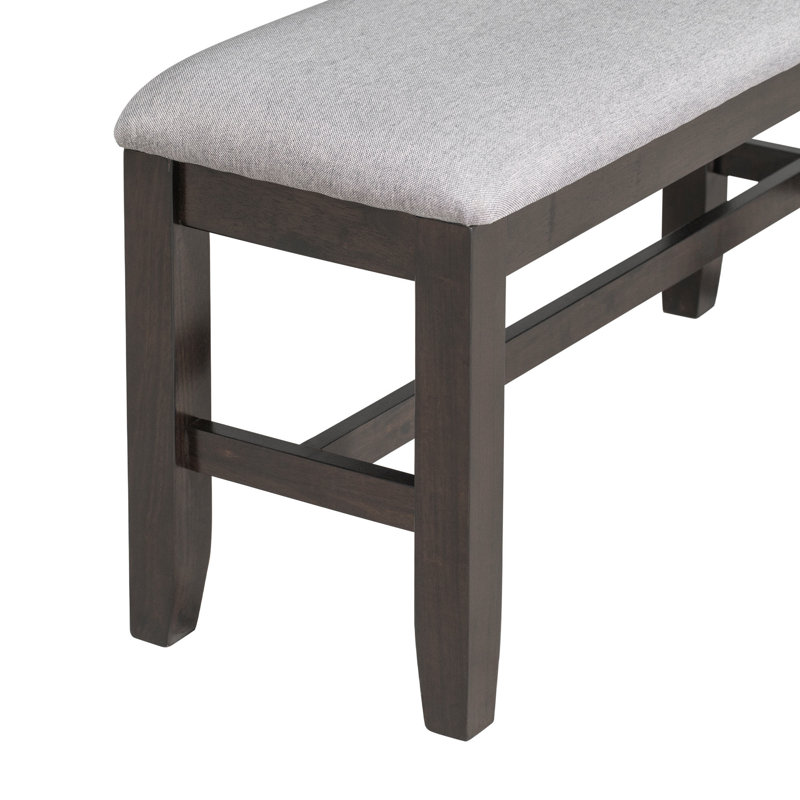 Ensemble de salle à manger de 6 pièces en bois massif Trexm avec 4 chaises et banc pour la salle à manger