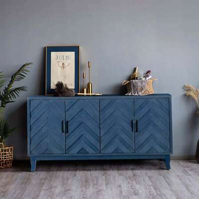 Stronger Vintage Style Buffet Cabinet, Lacquered Accent Storage 4 Door Wooden