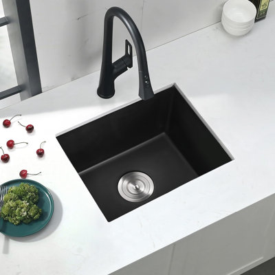 Évier de cuisine 17,7 x 13,8 po encastré en granite à simple cuve