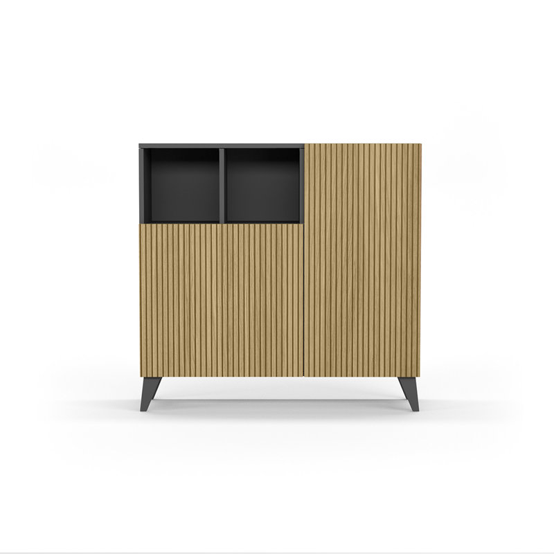 12 Pair Shoe Storage Cabinet, Graphite/Oak