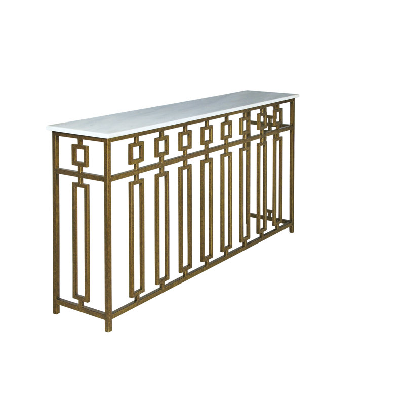 Sultan Console Table, Carrera Marble, 36" H x 72" W x 16" D, Royal Gold