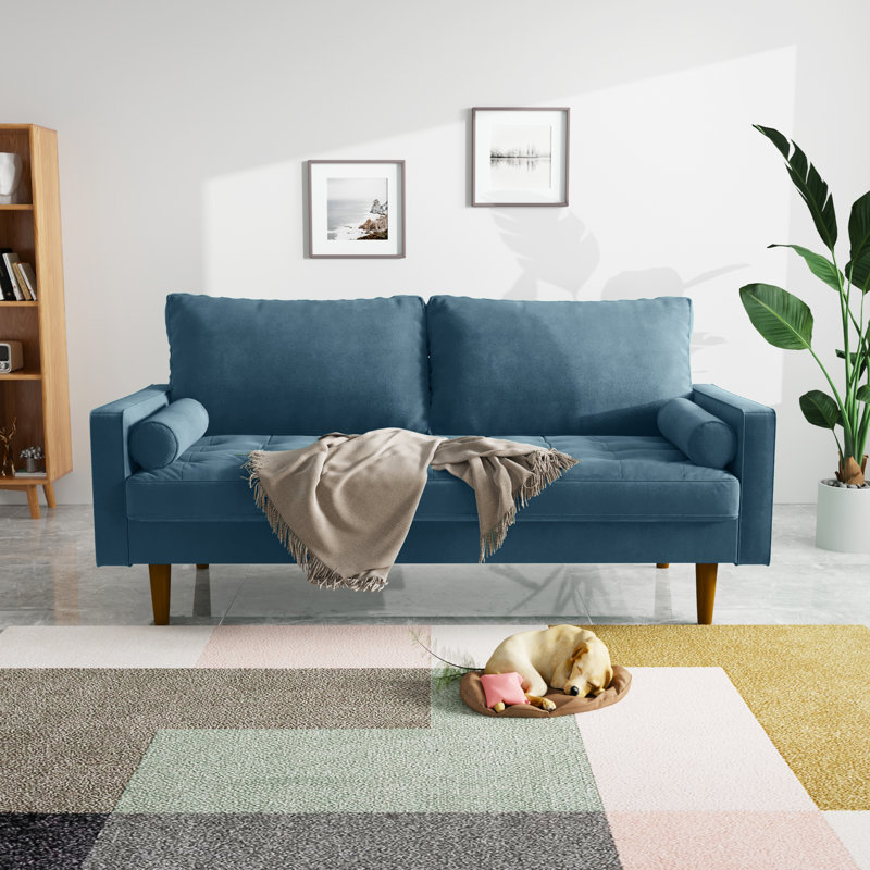 Mauck Modern Sofa,70 Inch Velvet Couch for Living Room,Spring Cushions,Solid Wood Frame,Easy Assembly for Small Spaces