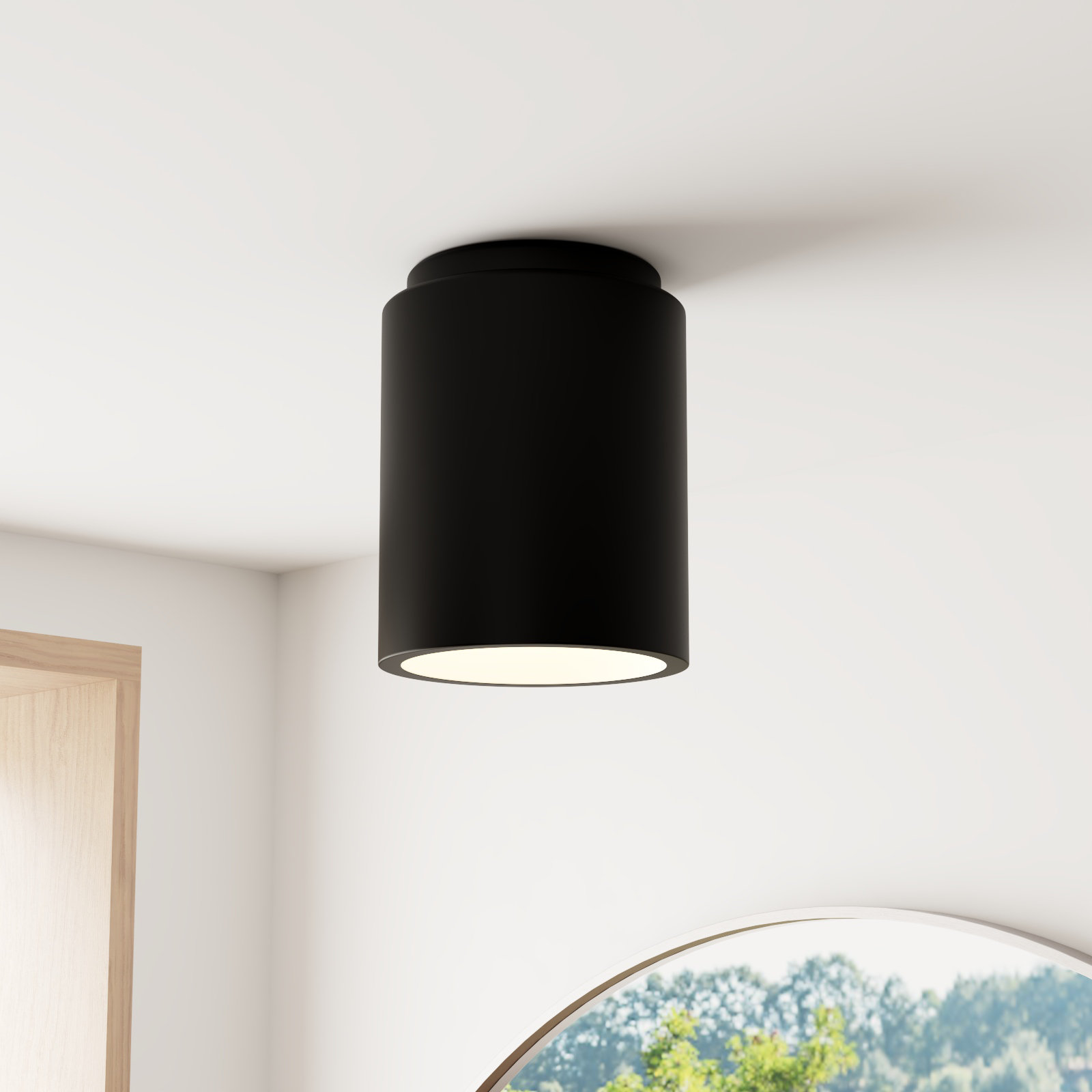 Sumatra Single Light Ceramic Flush Mount, Carbon Matte Black, LED (Integrated)
