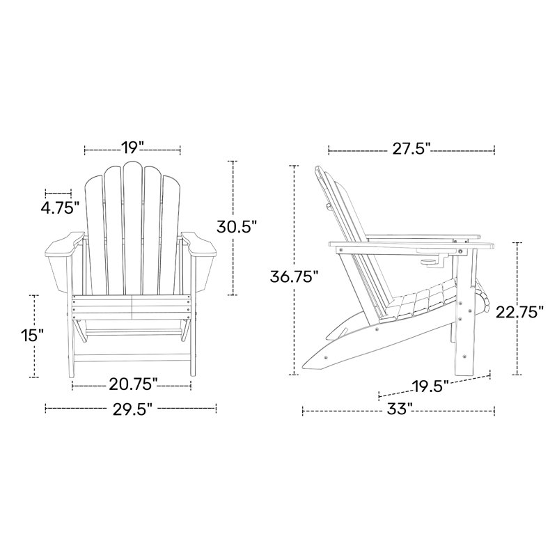 Outdoor Poly Adirondack Chair With Ottoman 4-Piece Set, Navy Blue