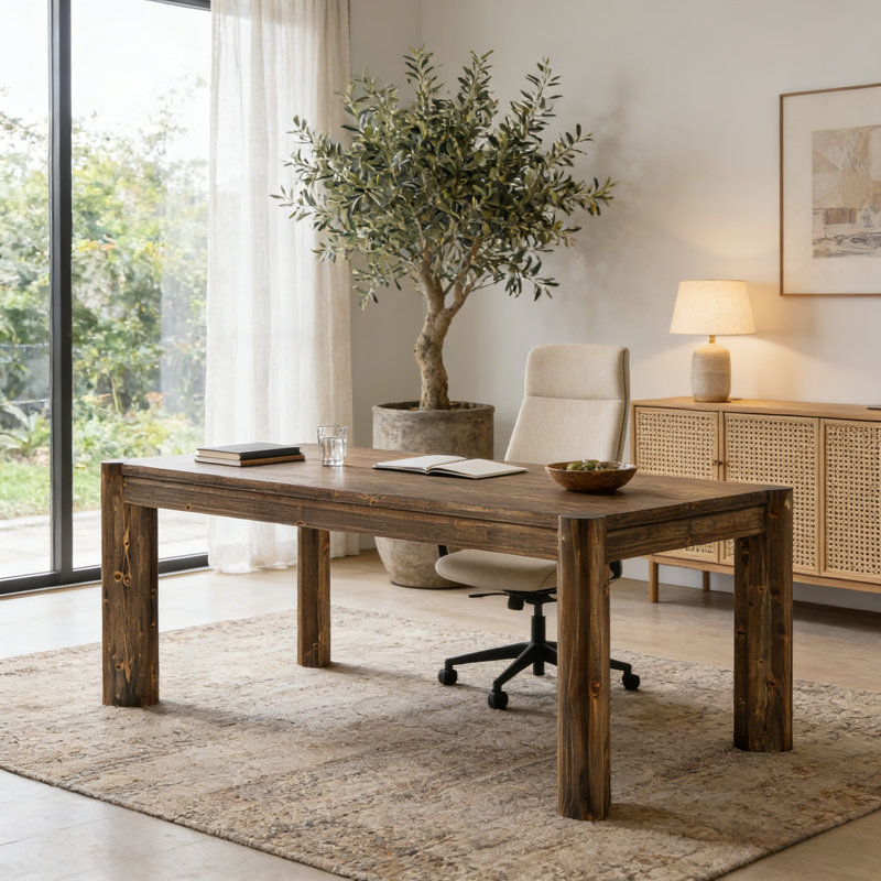 62.99" Solid Wood Rectangular Executive Desk