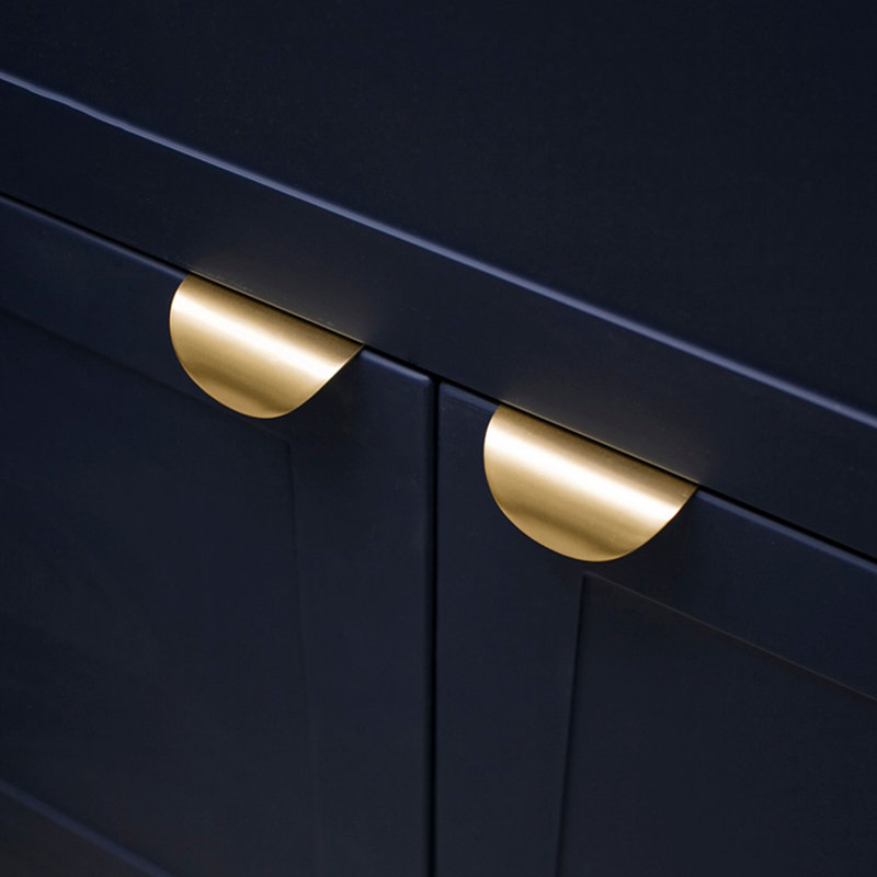  Curved Edge Invisible Pull, Brushed Brass