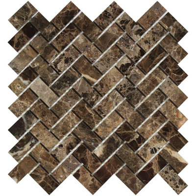 1 in. x 2 in. Herringbone Polished Marble Tile
