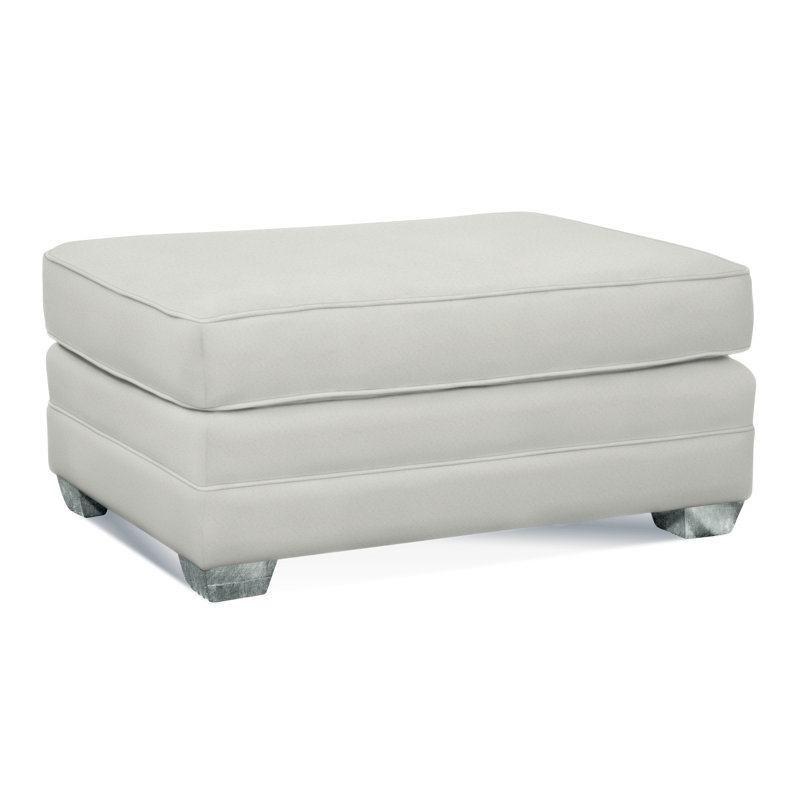 Bedford Upholstered Ottoman, Nickel , Beige Sugar Performance; 0863-93