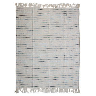 Jeté rayé en coton tissé