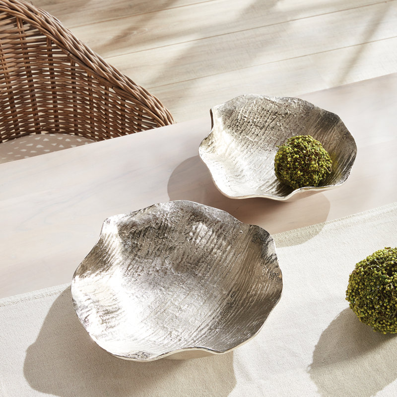 Aluminum Decorative Bowl Set, Silver
