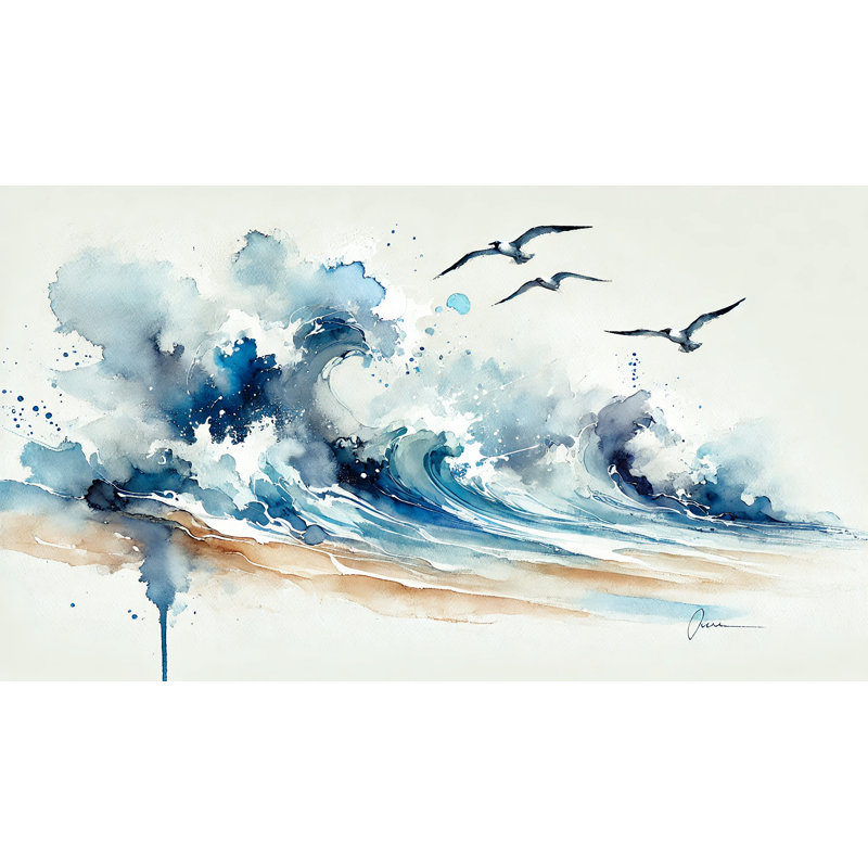 Impression sur toile tendue Serene Seaside Waves, H 24 po x l 42 po