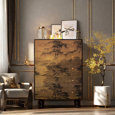 Armoire décorative en bois massif de grande capacité