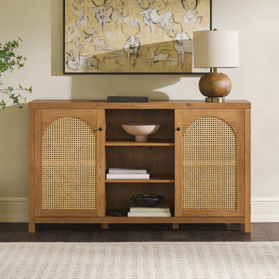 58" 2-Door Sideboard with Arched Rattan Panels