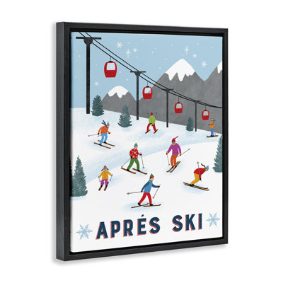 «Apres Ski Winter Slopes», art mural encadré sur toile flottante, design par Nina Seven