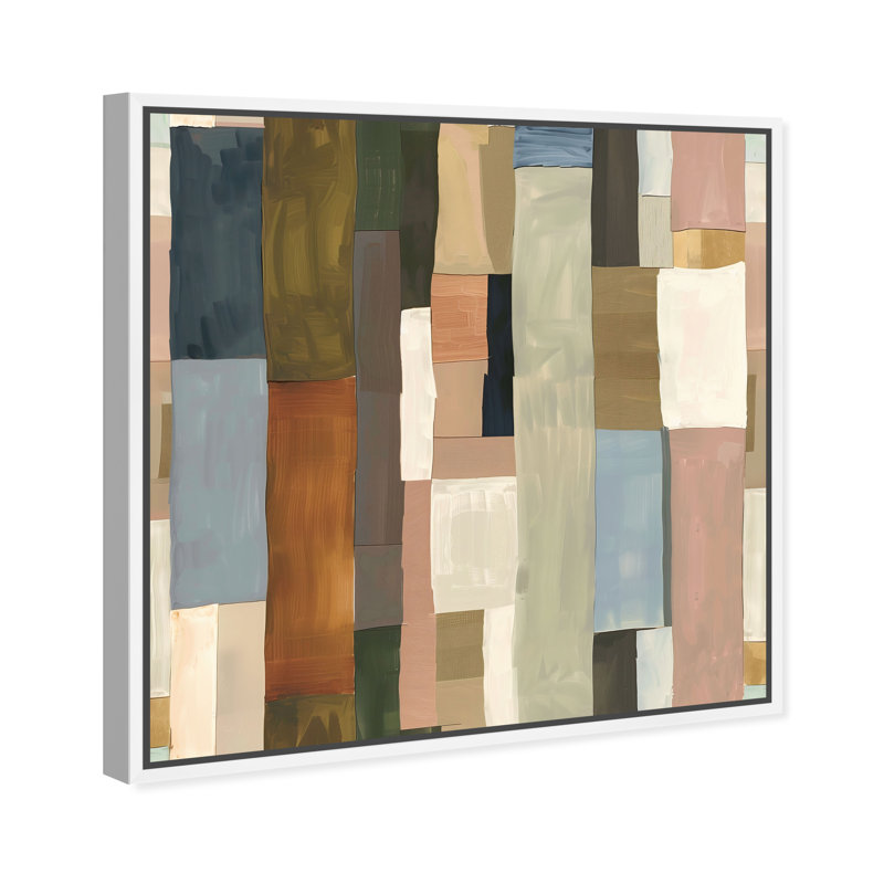 Beige Blocks II Canvas Abstract Print by Oliver Gal, Black Frame, 12 x 12, 25"H x 25"W, White Frame