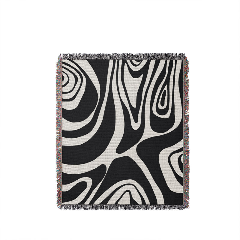 Binitie Zebra Pirnt Cotton Throw Blanket, 60" x 80" – Queen, Black