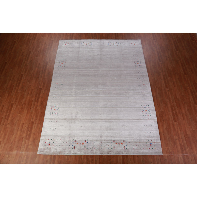 Silver Gray Gabbeh Indian Area Rug 9x12