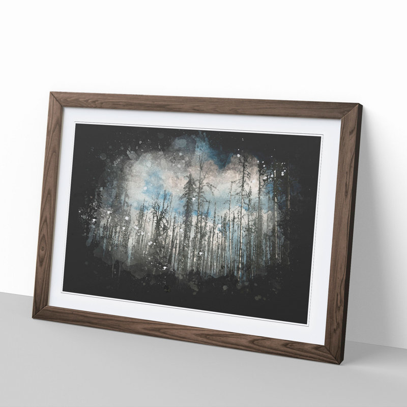 Winter Forest Vol.2 Paint Splash - Picture Frame Graphic Art, 36cm H x 48cm W x 2cm D, Walnut