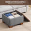 Repose-pieds de rangement carré 23,2 po avec plateau en bois-383384377-374651432