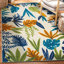 Tapis d'intérieur / extérieur en nylon tissé à la machine Brook bleu / vert / orange-699871223