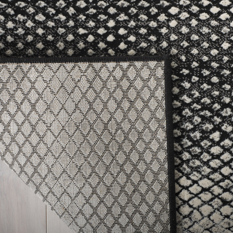 Tapis noir / blanc à motif abstrait Kearney, Rectangle 4 pi x 6 pi