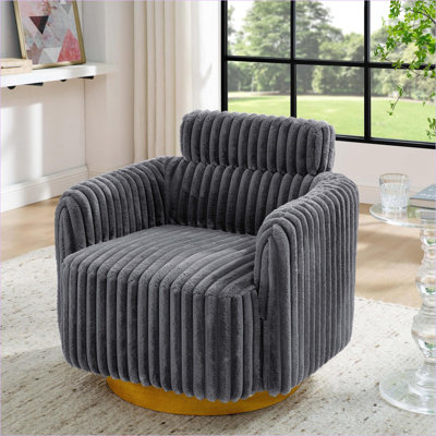 Fauteuil d'appoint pivotant rembourré en velours Luxe, siège pivotant confortable pour adultes pour le salon