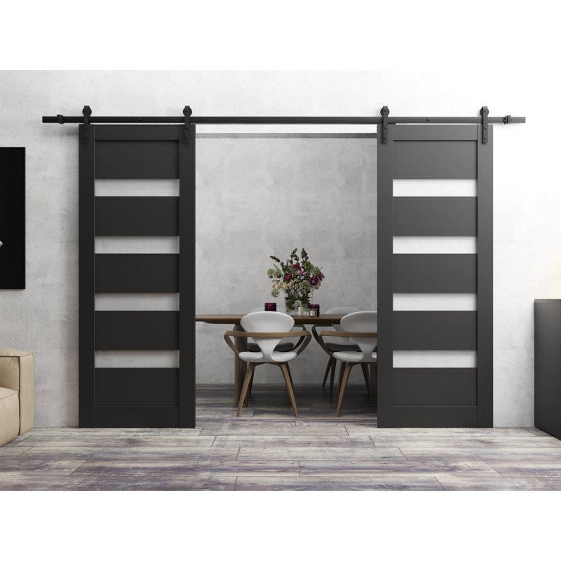 Portes de grange en bois givré Quadro, 56 po x 96 po