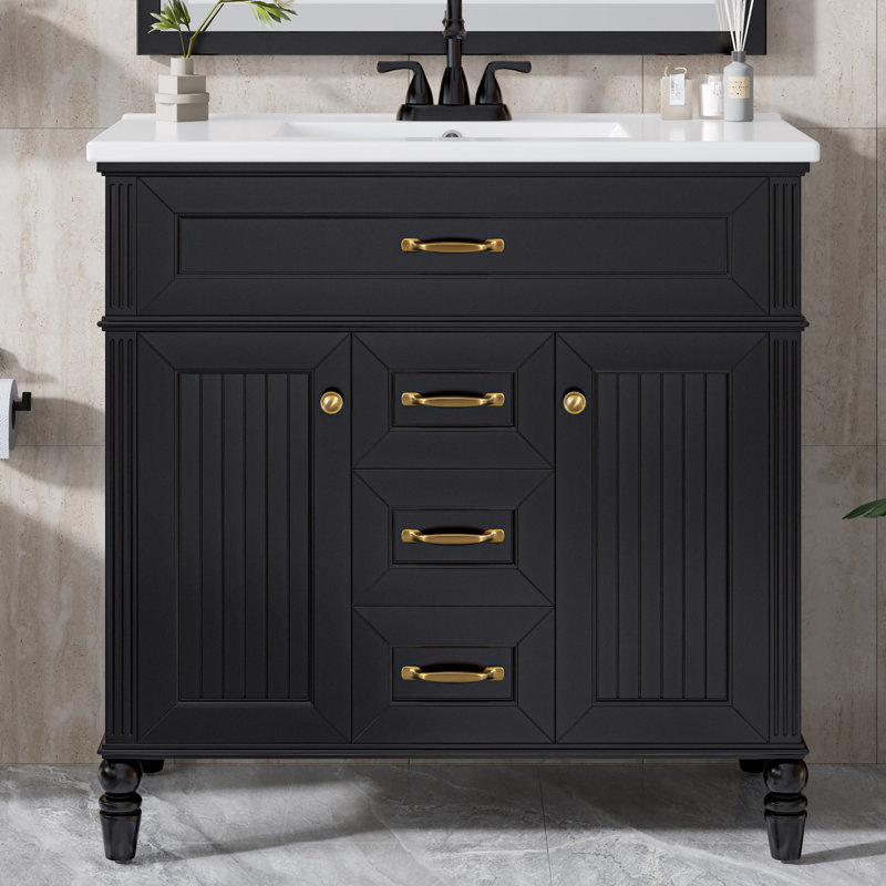 Meuble-lavabo 36 po avec lavabo, Noir
