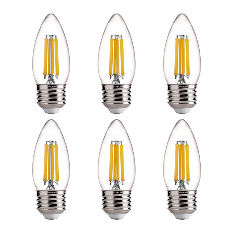 B11E12 100w Equivalent Led Candelabra Bulbs, 800lm Dimmable Led Chandelier Light Bulbs, Soft White, E26 Base, 6 Pack