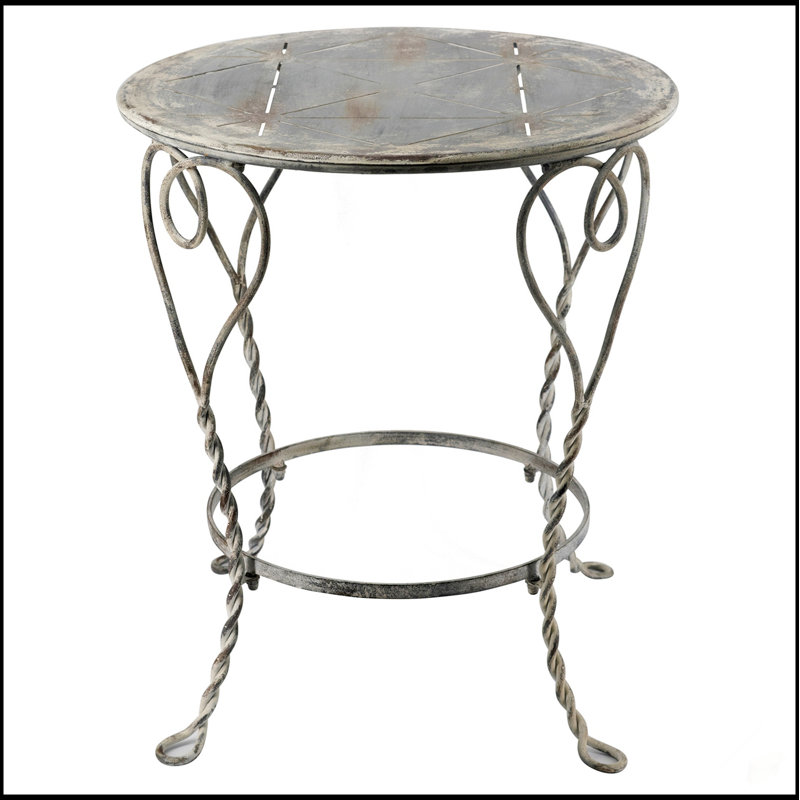 Charmante table d'appoint ronde en fer 26X26x30