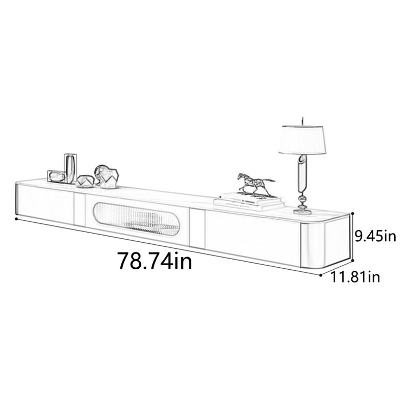 Solid wood high-end creative rock panel TV cabinet, 78.74