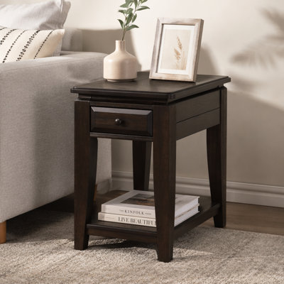 Mahogany Traditional Chairside Table W/ Storage