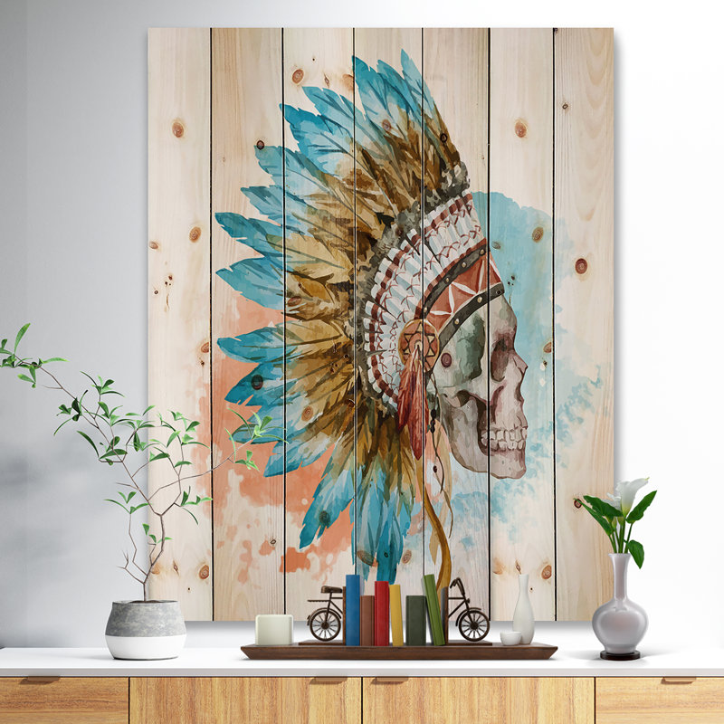 «Ethnic Skull Digital Canvas», peinture, H 40 po x l 30 po x P 1,5 po, Bois
