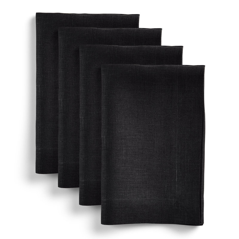 Diana - 100% Pure Linen Dinner Napkins, Black