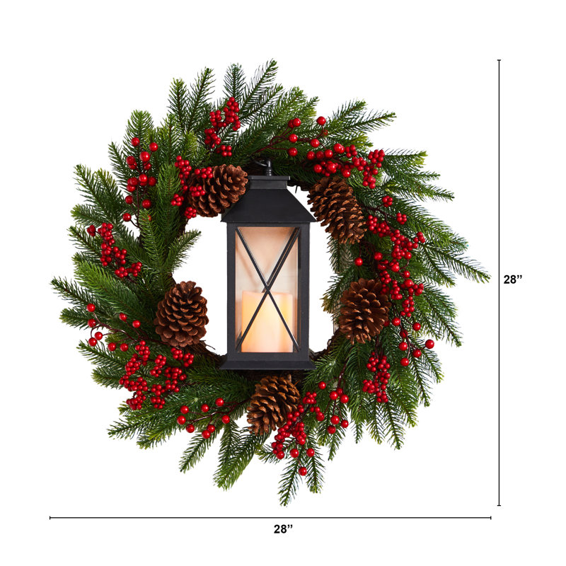 Faux Lighted 28'' Wreath