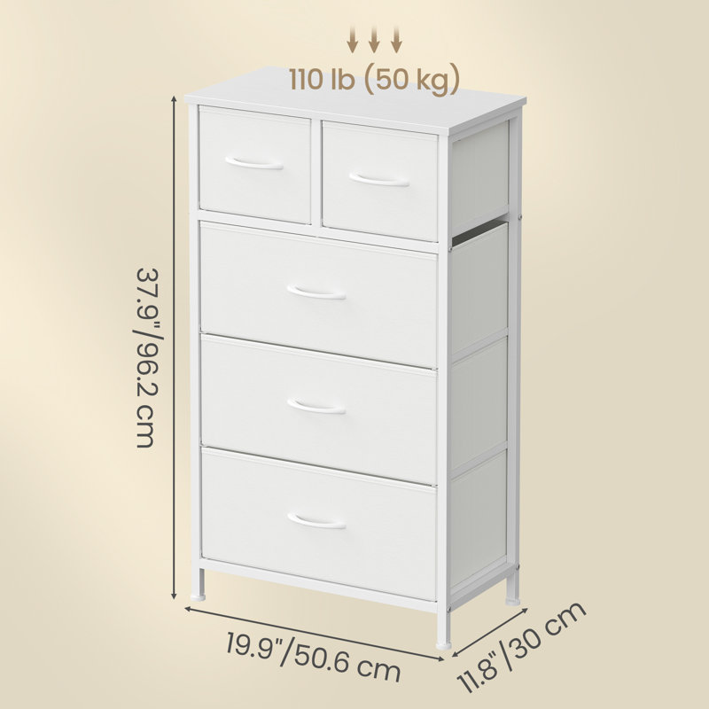 5 Drawer Storage Drawer, White