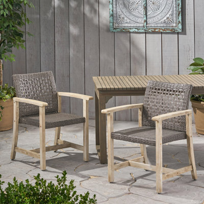 Chaise en bois et osier (ensemble de 2)