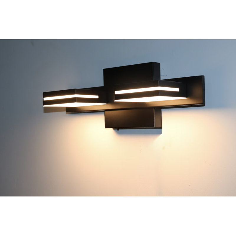 Lumières de meuble-lavabo modernes à DEL à intensité variable pour miroir, Noir mat, Deux lumières