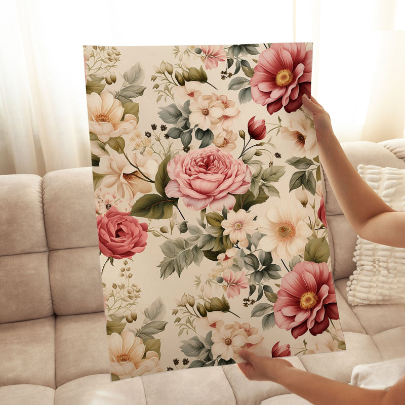 Motif floral de fleur VII, reproduction d'art non encadrée, H 14 po x l 11 po
