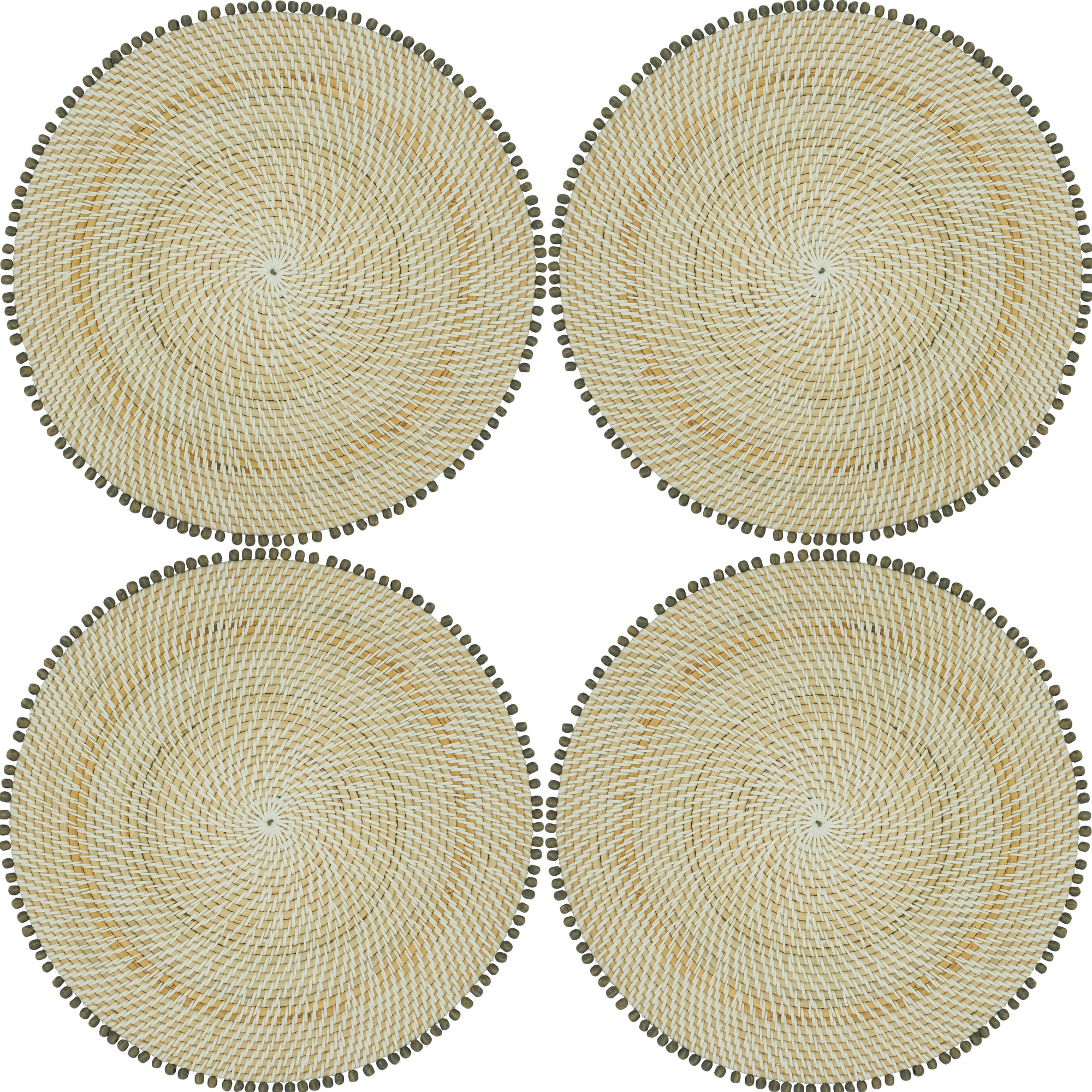 Dempsey Rattan Round Placemat, Gray