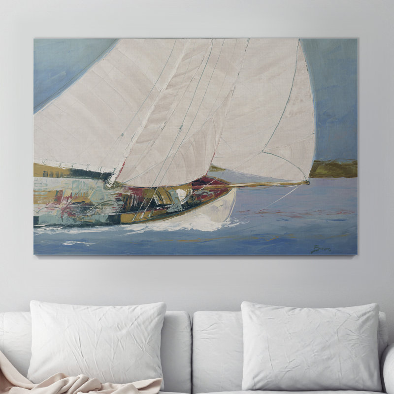 « lake voilier », peinture sur toile tendue, H 27 po x l 18 po x P 1 po