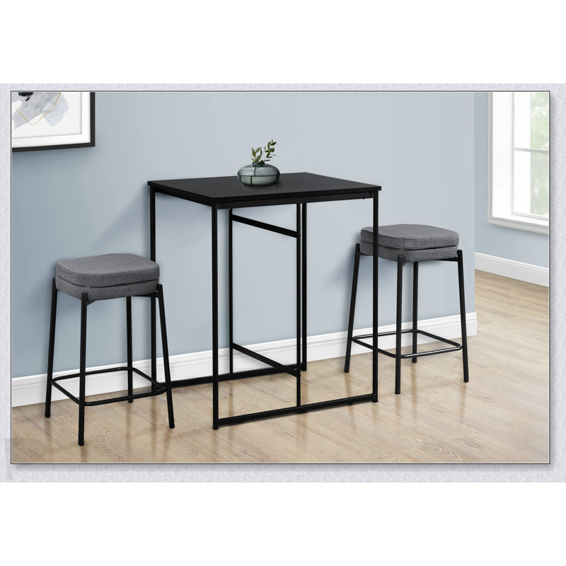 Compact 32-Inch Rectangular Counter Height Dining Table, Ideal For Small Spaces And Modern Kitchens, Black/Black